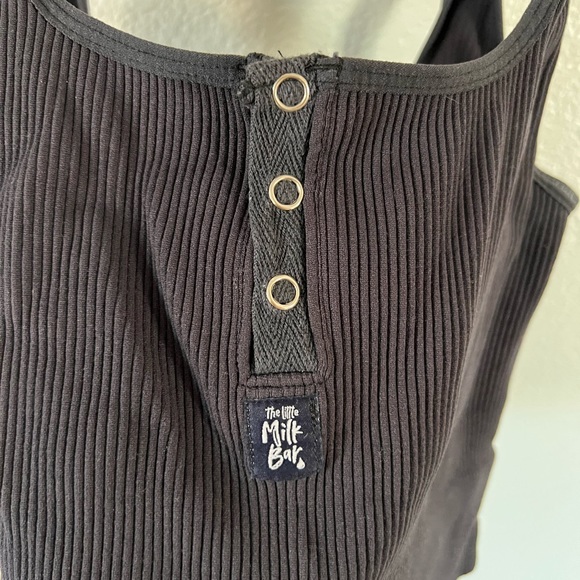 Black Ribbed Button-Front Bra - Picture 3 of 6